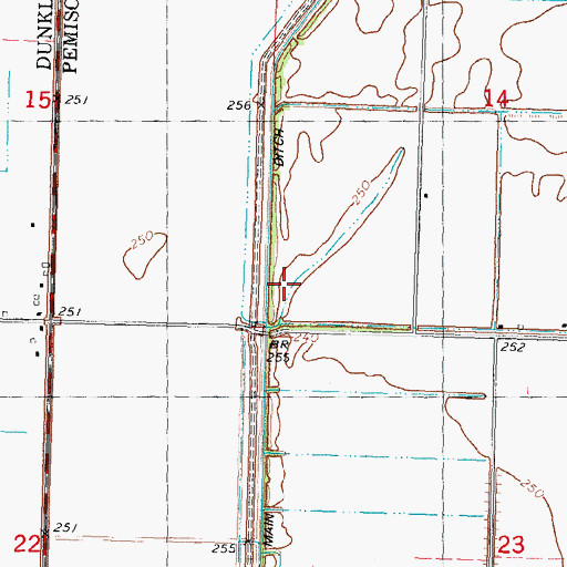 Topographic Map of Main Ditch, MO