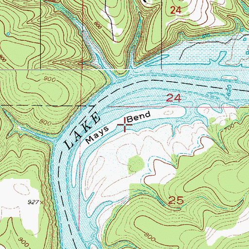 Topographic Map of Mays Bend, MO