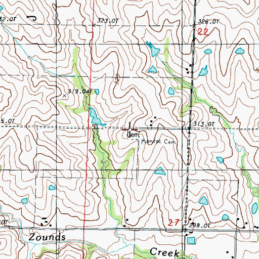 Topographic Map of Monroe Cemetery, MO
