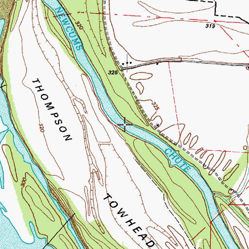 Topographic Map of Newcums Chute, MO