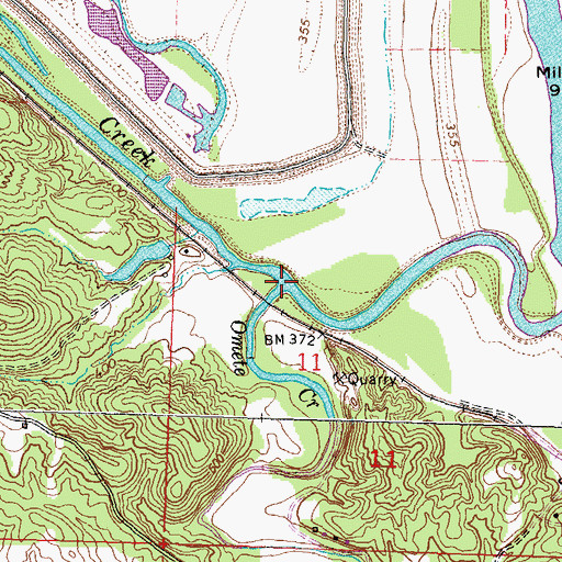 Topographic Map of Omete Creek, MO
