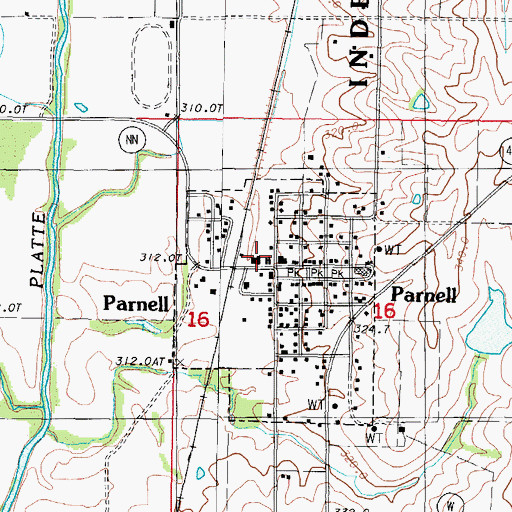 Topographic Map of Parnell, MO