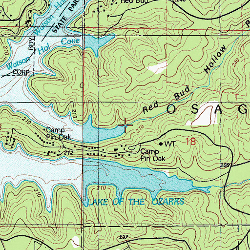 Topographic Map of Red Bud Hollow, MO