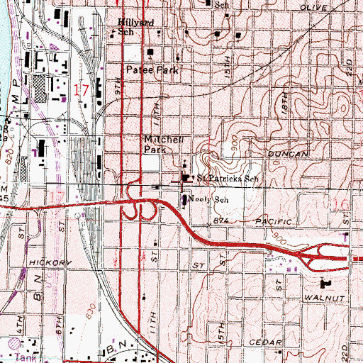 Topographic Map of Saint Patricks Elementary School, MO