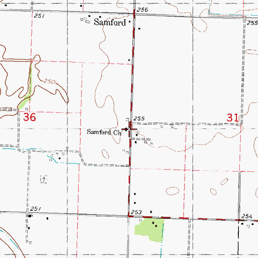 Topographic Map of Samford Church, MO