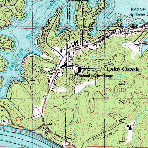 Topographic Map of School of the Osage, MO