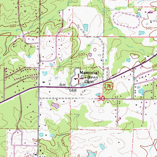 Topographic Map of Memorial Gardens Cemetery, AR
