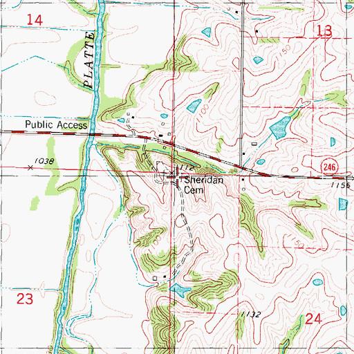 Topographic Map of Sheridan Cemetery, MO