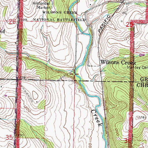 Topographic Map of Shuyler Creek, MO