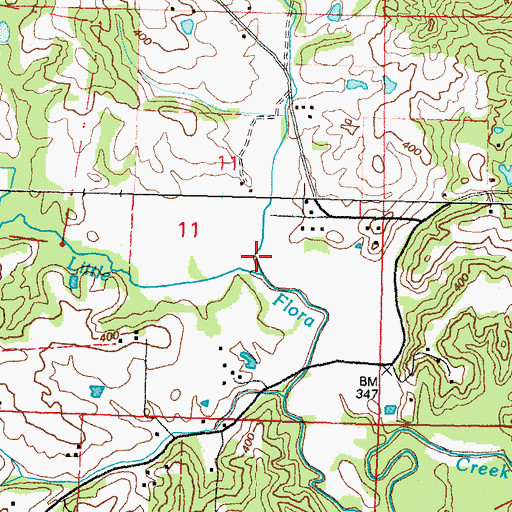 Topographic Map of Soakie Creek, MO