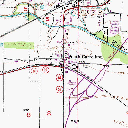Topographic Map of South Carrollton, MO