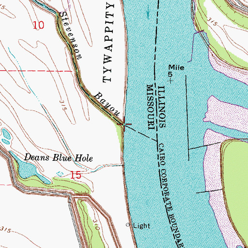 Topographic Map of Stevenson Bayou, MO