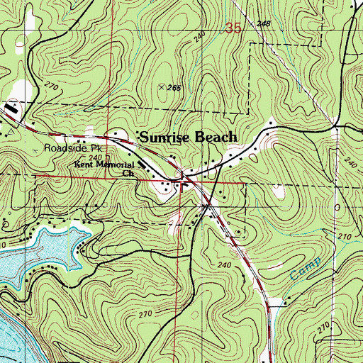 Topographic Map of Sunrise Beach, MO