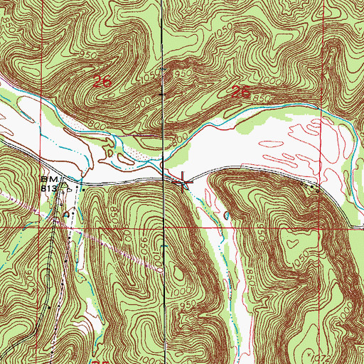 Topographic Map of Teasley Hollow, MO