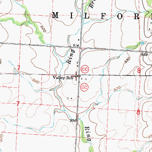 Topographic Map of Valley School (historical), MO