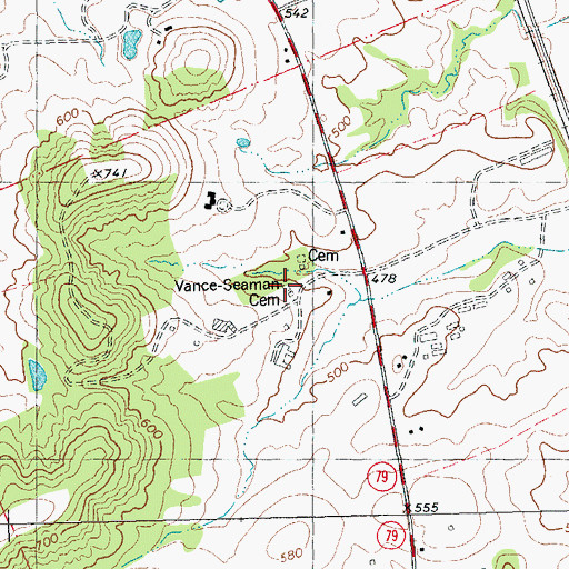 Topographic Map of Vance - Seaman Cemetery, MO