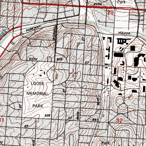 Topographic Map of Visitation School, MO
