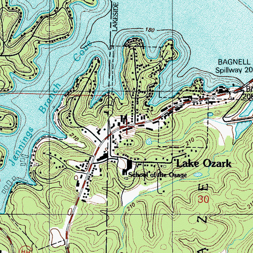 Topographic Map of Lake Ozark, MO