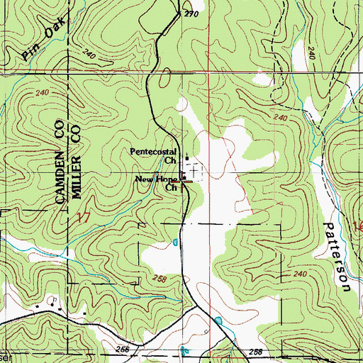 Topographic Map of New Hope Church, MO