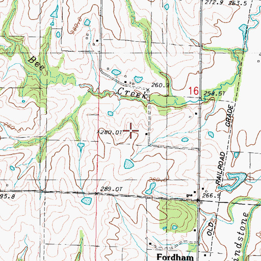 Topographic Map of Walnut Grove School, MO