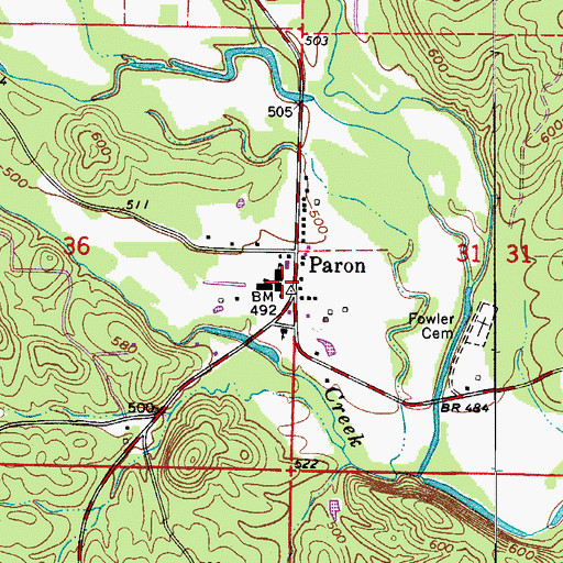 Topographic Map of Paron, AR