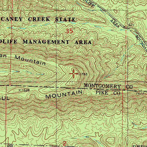 Topographic Map of Paul Mountain, AR