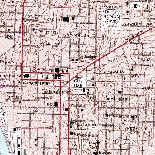 Topographic Map of Saint Joseph, MO