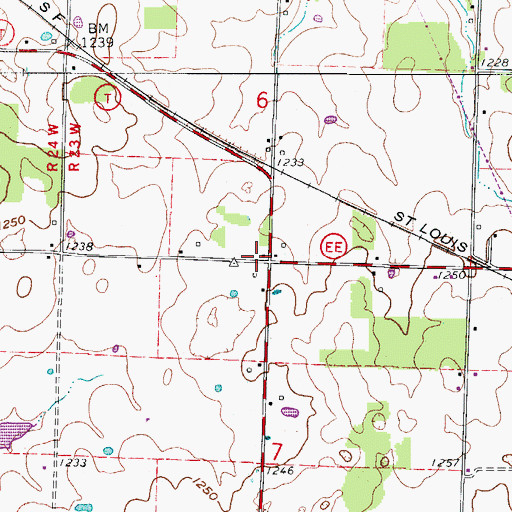 Topographic Map of Wyandotte School (historical), MO