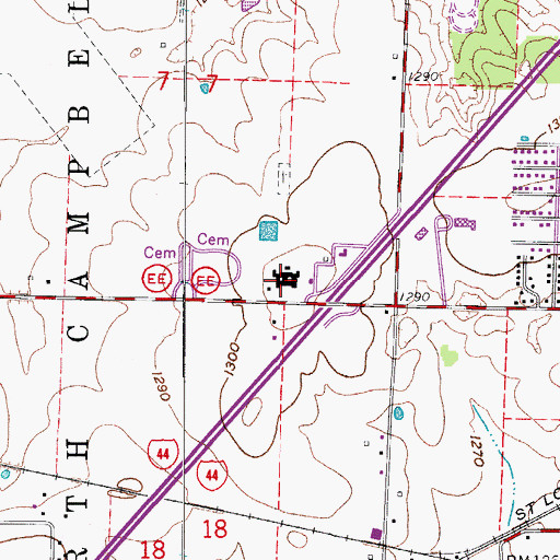 Topographic Map of Greene County Alms House, MO