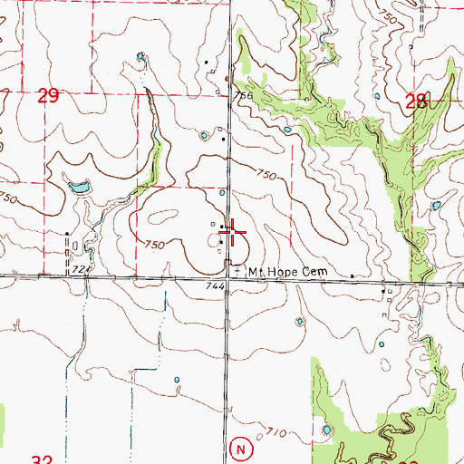 Topographic Map of Mount Hope Evangelical Lutheran Church (historical), MO
