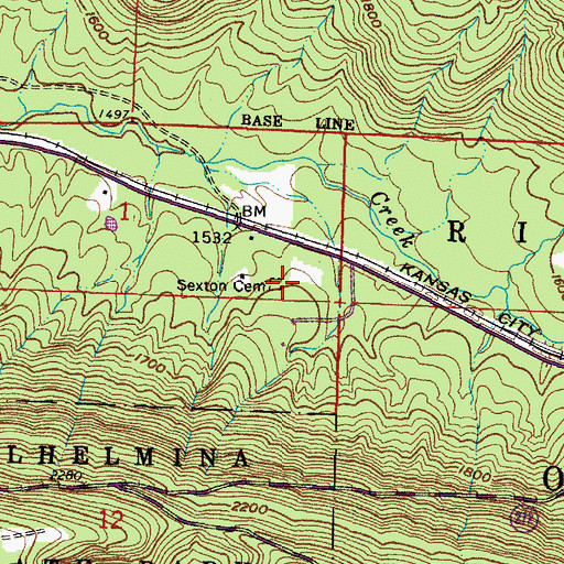 Topographic Map of Sexton Cemetery, AR