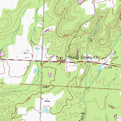 Topographic Map of Shady Grove Church, AR