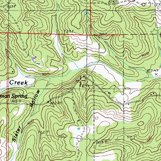 Topographic Map of Walker Cemetery, MO