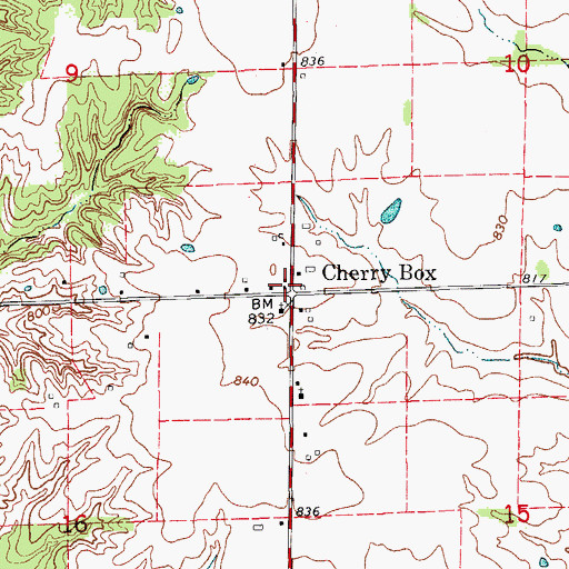 Topographic Map of Cherry Box, MO