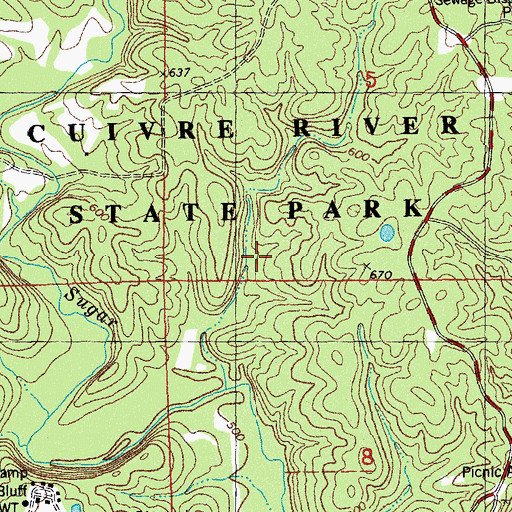 Topographic Map of Cuivre River State Park, MO