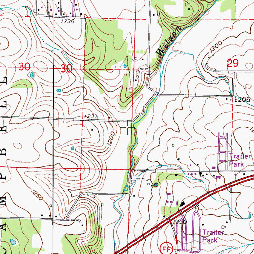 Topographic Map of Haseltine Branch, MO