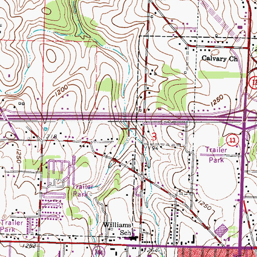 Topographic Map of West Fork Spring Branch, MO