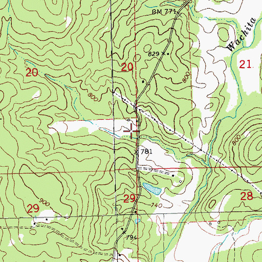 Topographic Map of Brewer Creek School (historical), MO