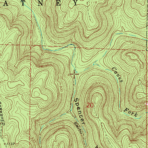 Topographic Map of Spencer Hollow, AR