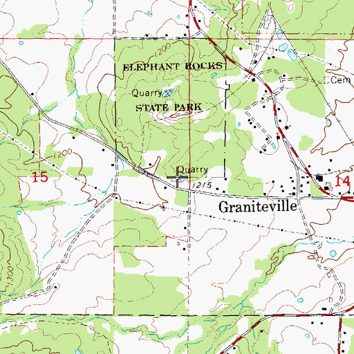 Topographic Map of Sheahan Brothers Granite Quarry, MO