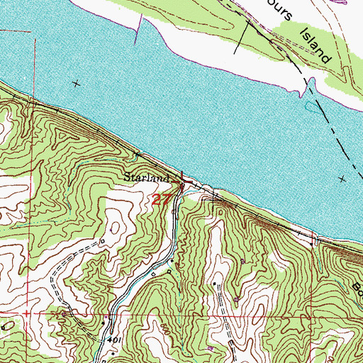 Topographic Map of Starland, MO