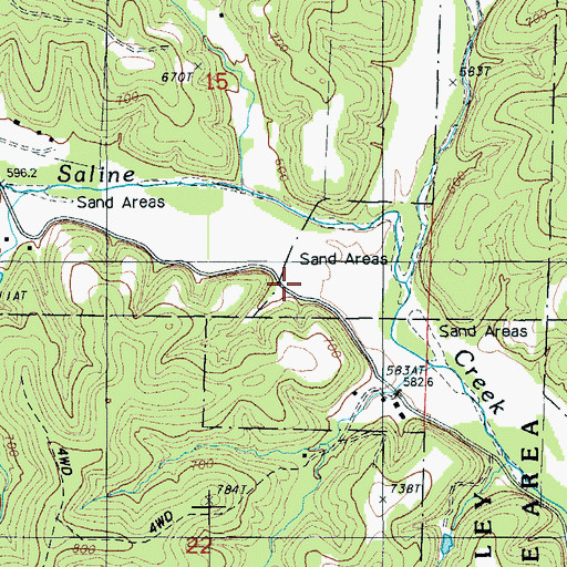 Topographic Map of Saline Valley State Wildlife Area, MO
