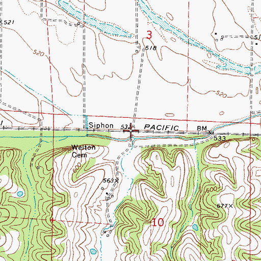 Topographic Map of Portage (historical), MO