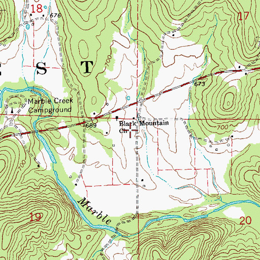 Topographic Map of Black Mountain School, MO