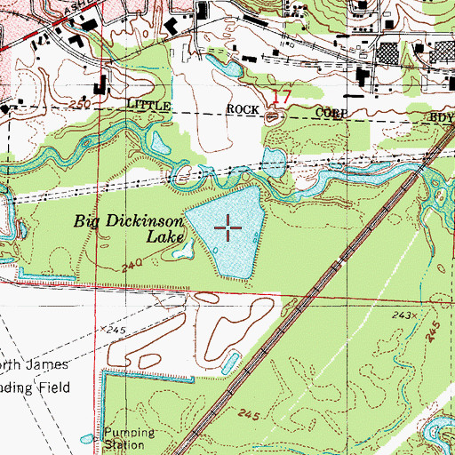 Topographic Map of Big Dickinson Lake, AR