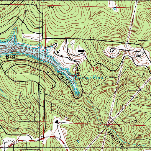 Topographic Map of Devils Pool, MO
