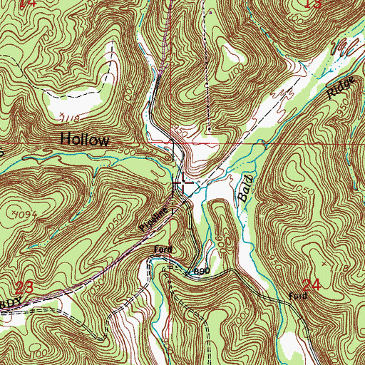 Topographic Map of Falls Hollow, MO