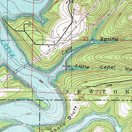 Topographic Map of Little Cedar Hollow, MO