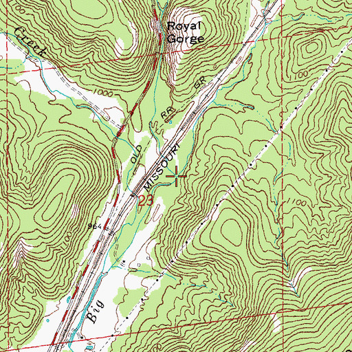 Topographic Map of Minor Creek, MO