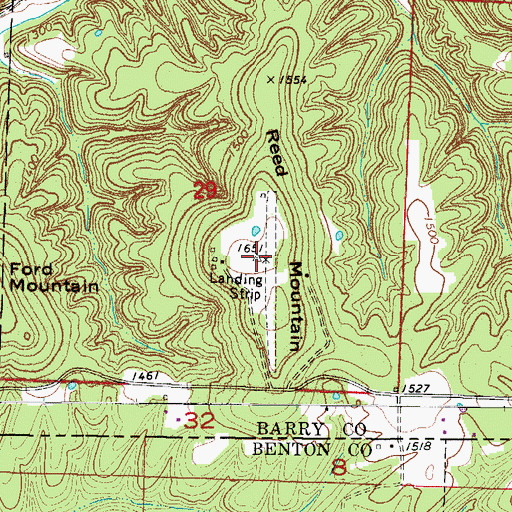 Topographic Map of Reed Mountain, MO